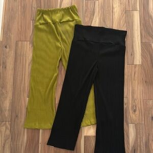 Two Pack of Women's Fashion Ribbed Maternity Pants - Adjustable & Never Worn